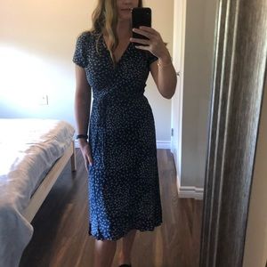 GAP Navy Blue Floral Wrap Dress